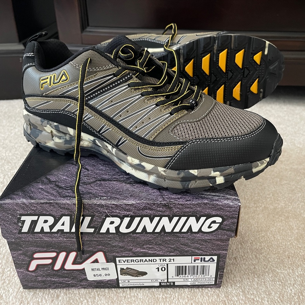 FILA EVERGRAND TR 21 Mens Size 10 Hiking/ Trail Running Shoes- Brand New